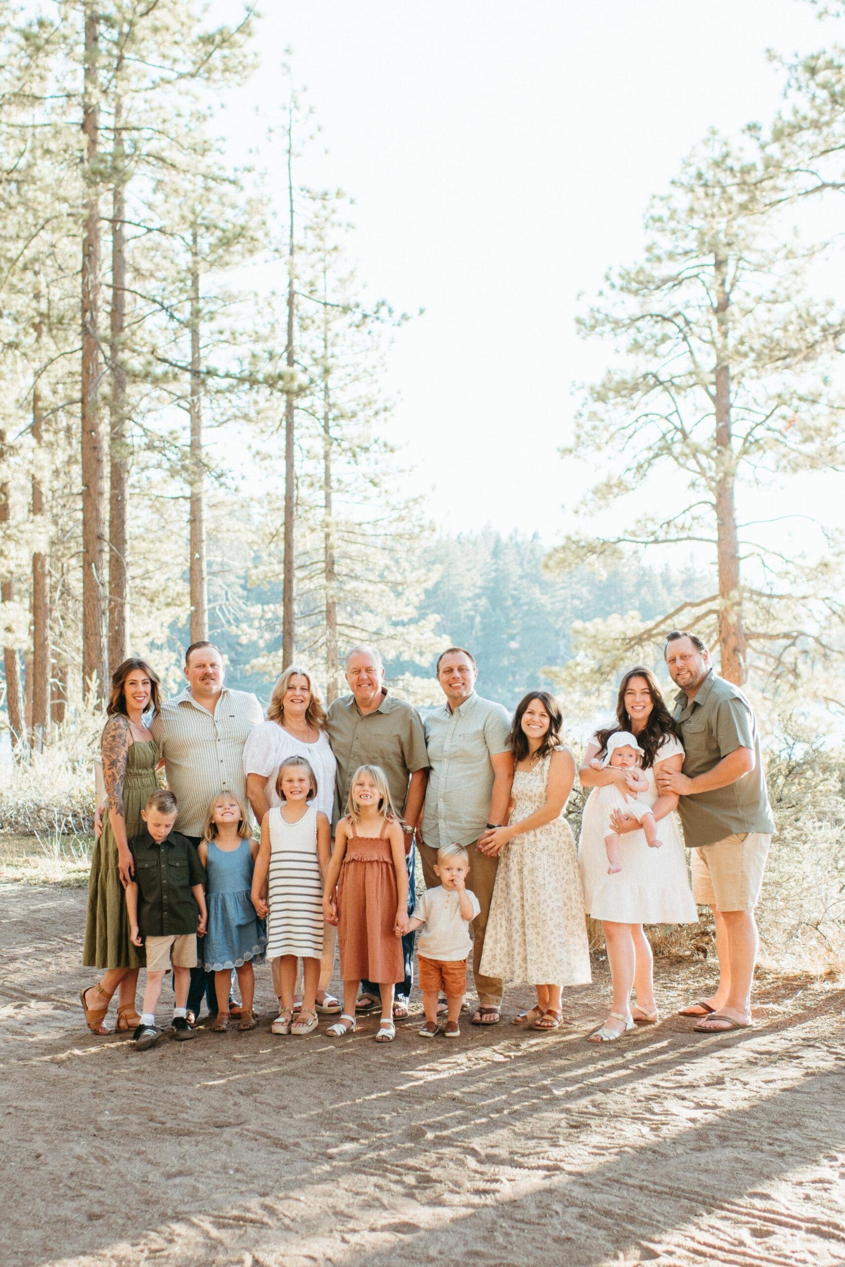 Extended family session at Zephyr Cove in Lake Tahoe, Nevada